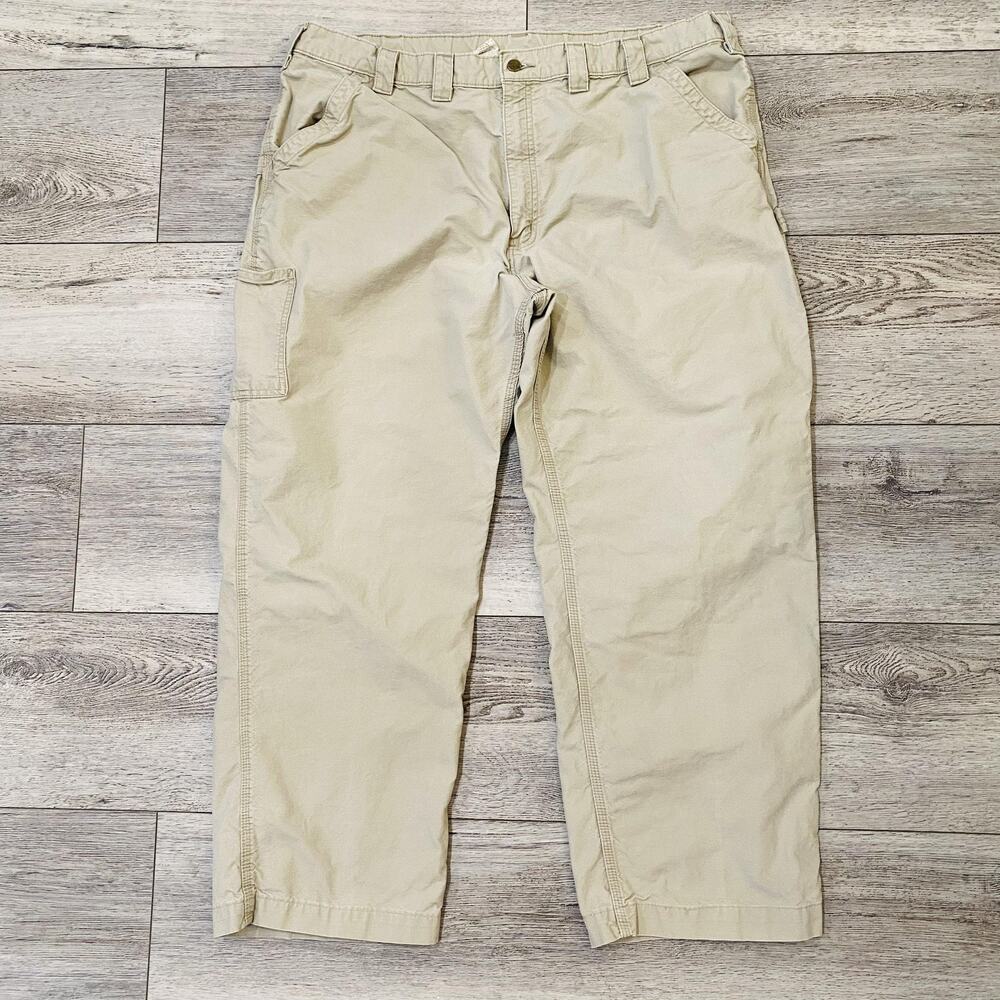 Carhartt Pants Mens 44x31Tan Khaki B151 Canvas Work Dungaree Utility Carpenter